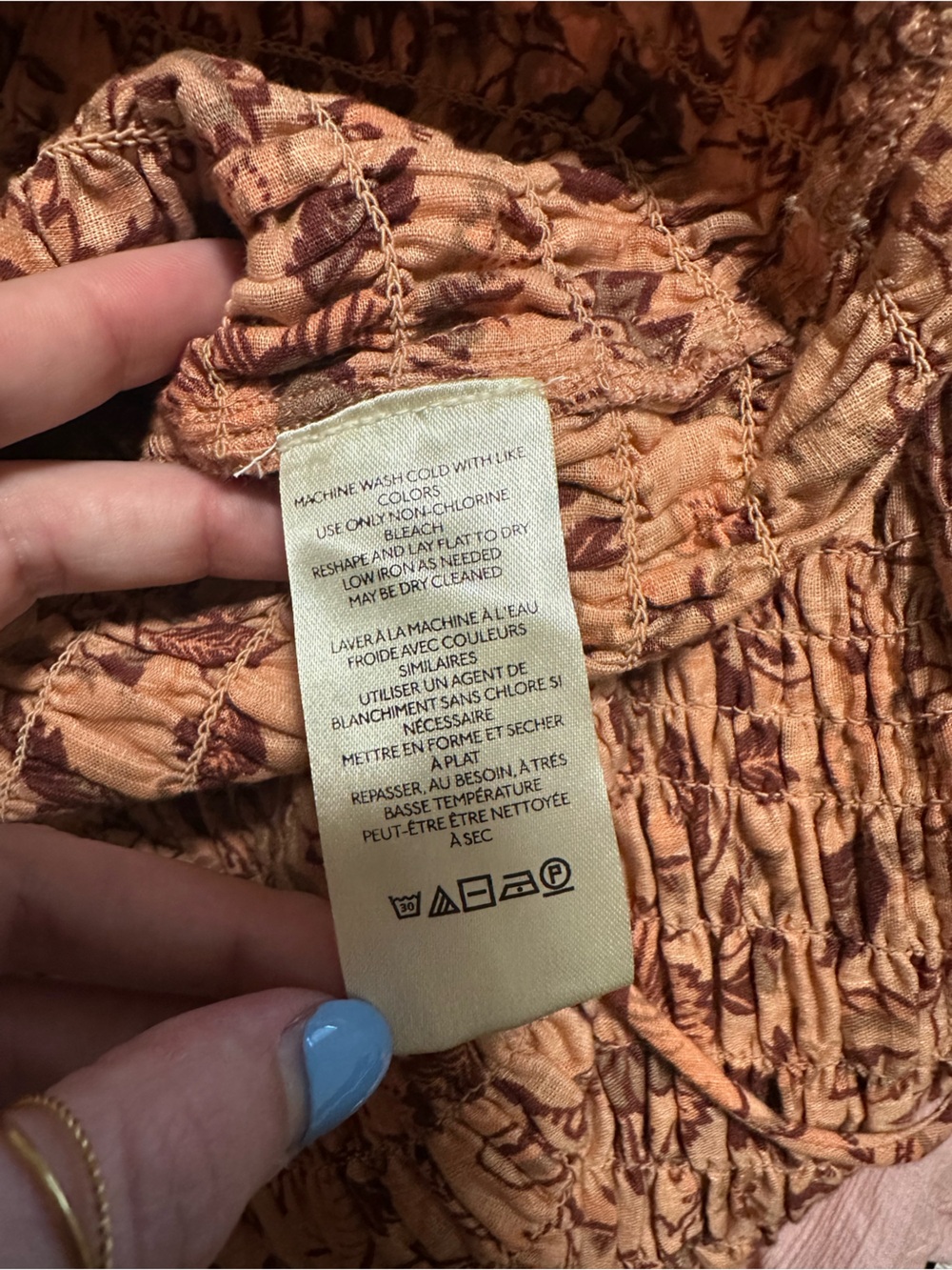 NWT Free People Smock It to Me Mini Dress Apricot Combo Pink Floral Size Small - Picture 6 of 7